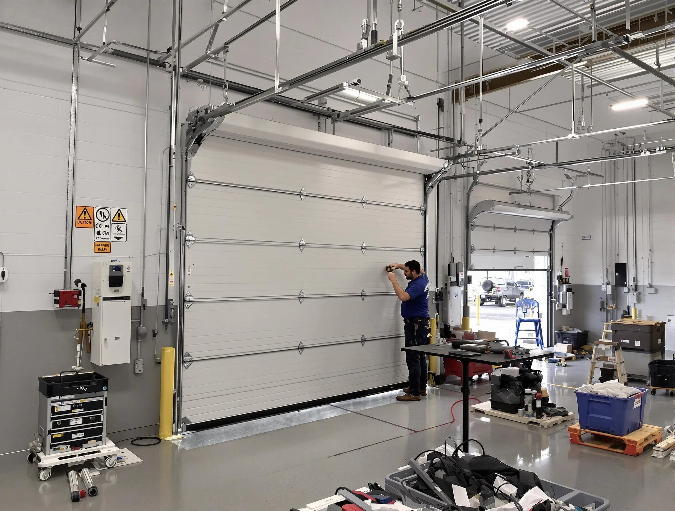 Commercial garage door repair being performed by Snyderville Garage Door Repair expert in Snyderville