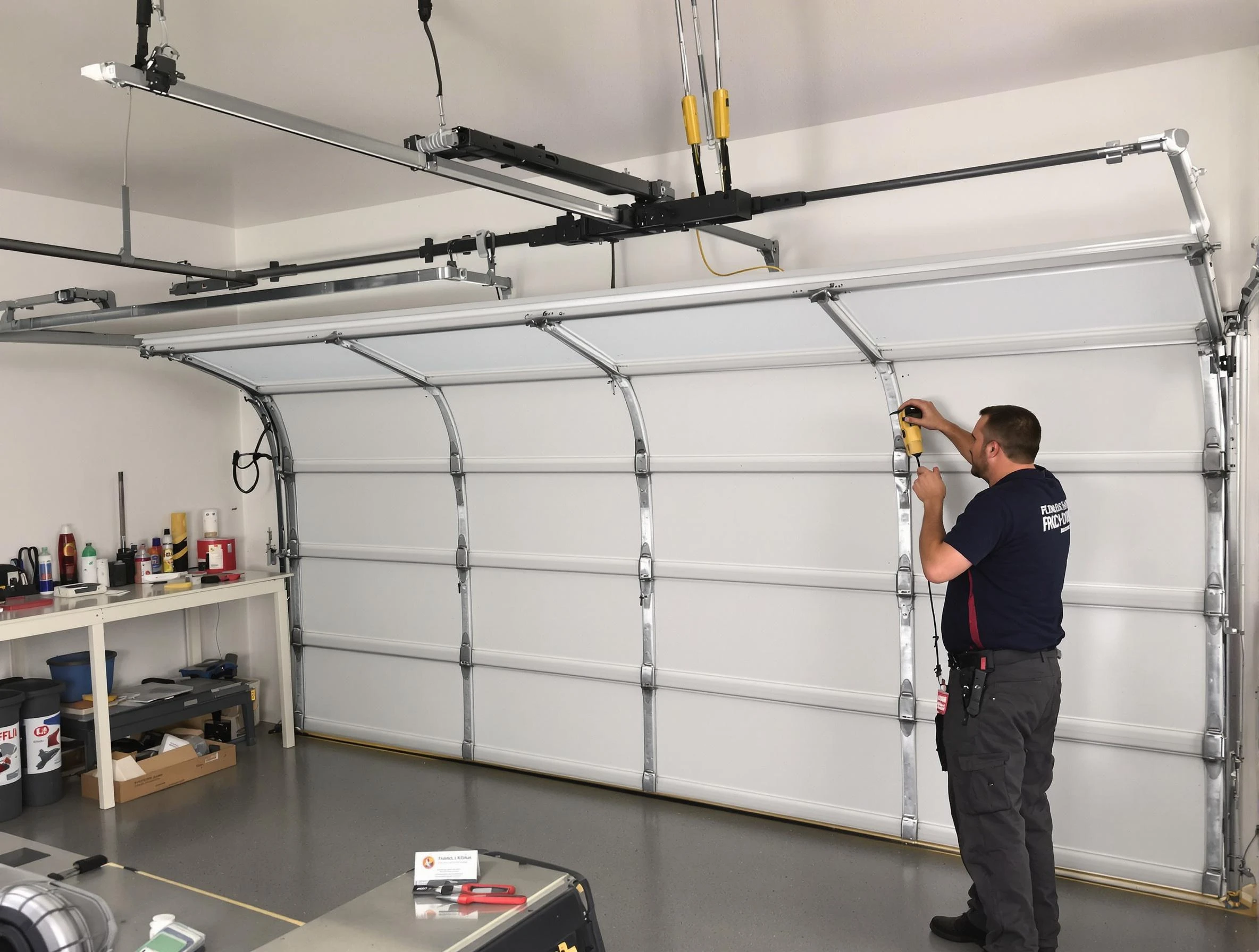 Snyderville Garage Door Repair certified technician performing overhead door system repair in Snyderville