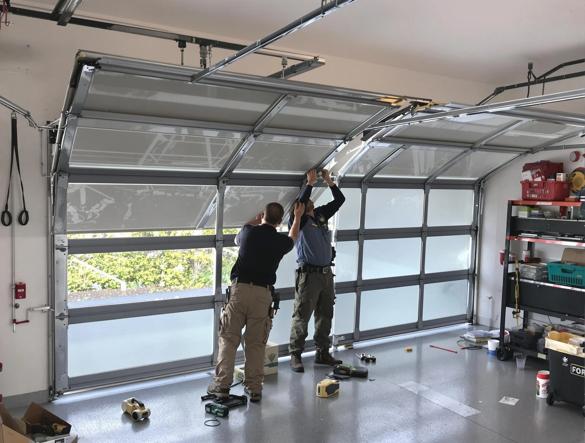 Snyderville Garage Door Repair expert performing precise panel replacement on Snyderville garage door