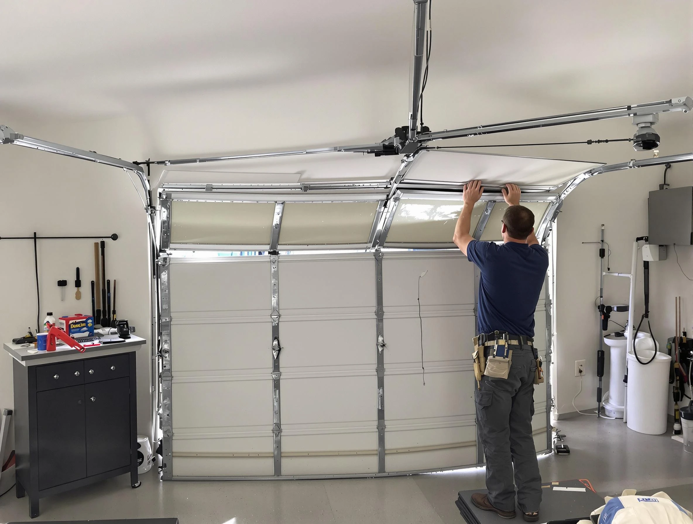Snyderville Garage Door Repair specialist performing precise section replacement on Snyderville garage door