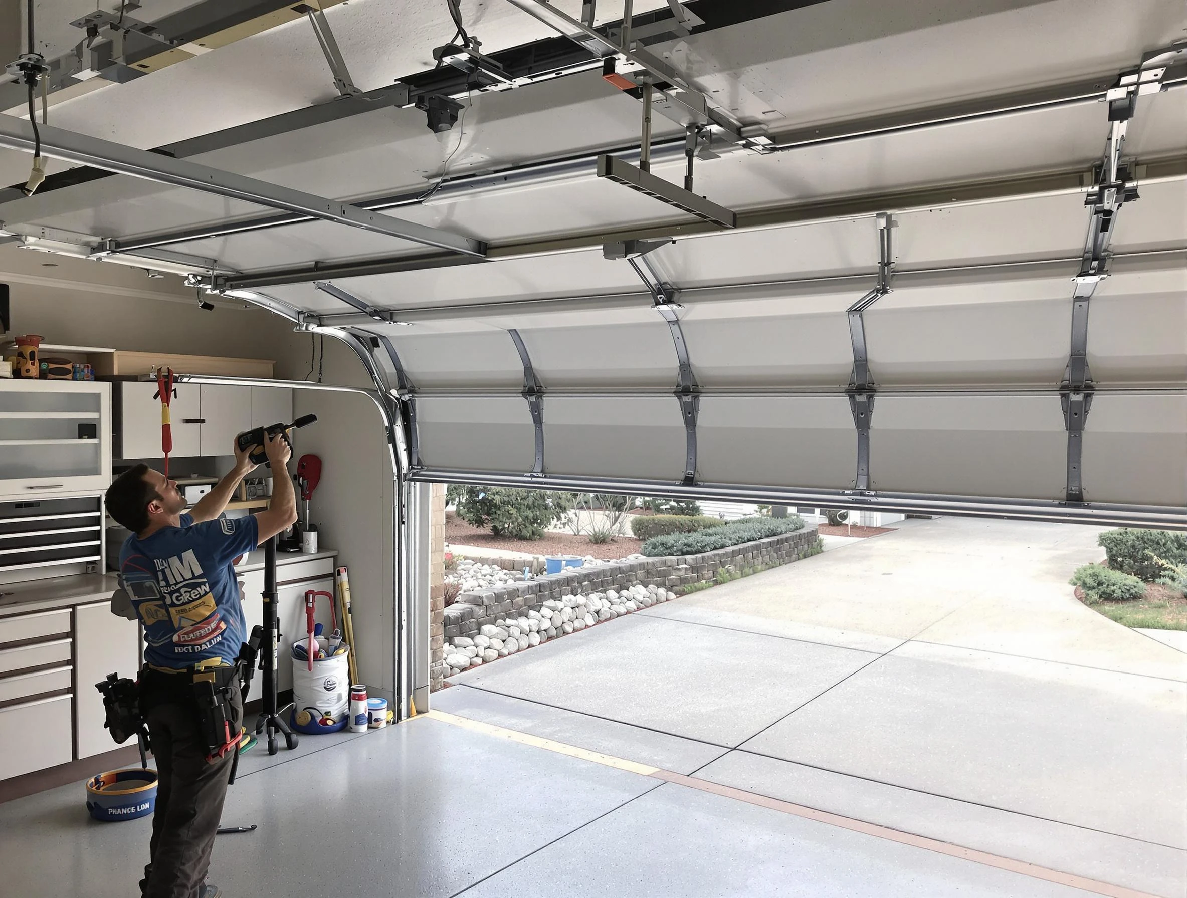 Garage door track repair service by Snyderville Garage Door Repair in Snyderville
